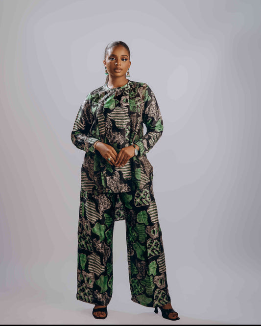 Nuru Chiffon-Silk Set (Green)