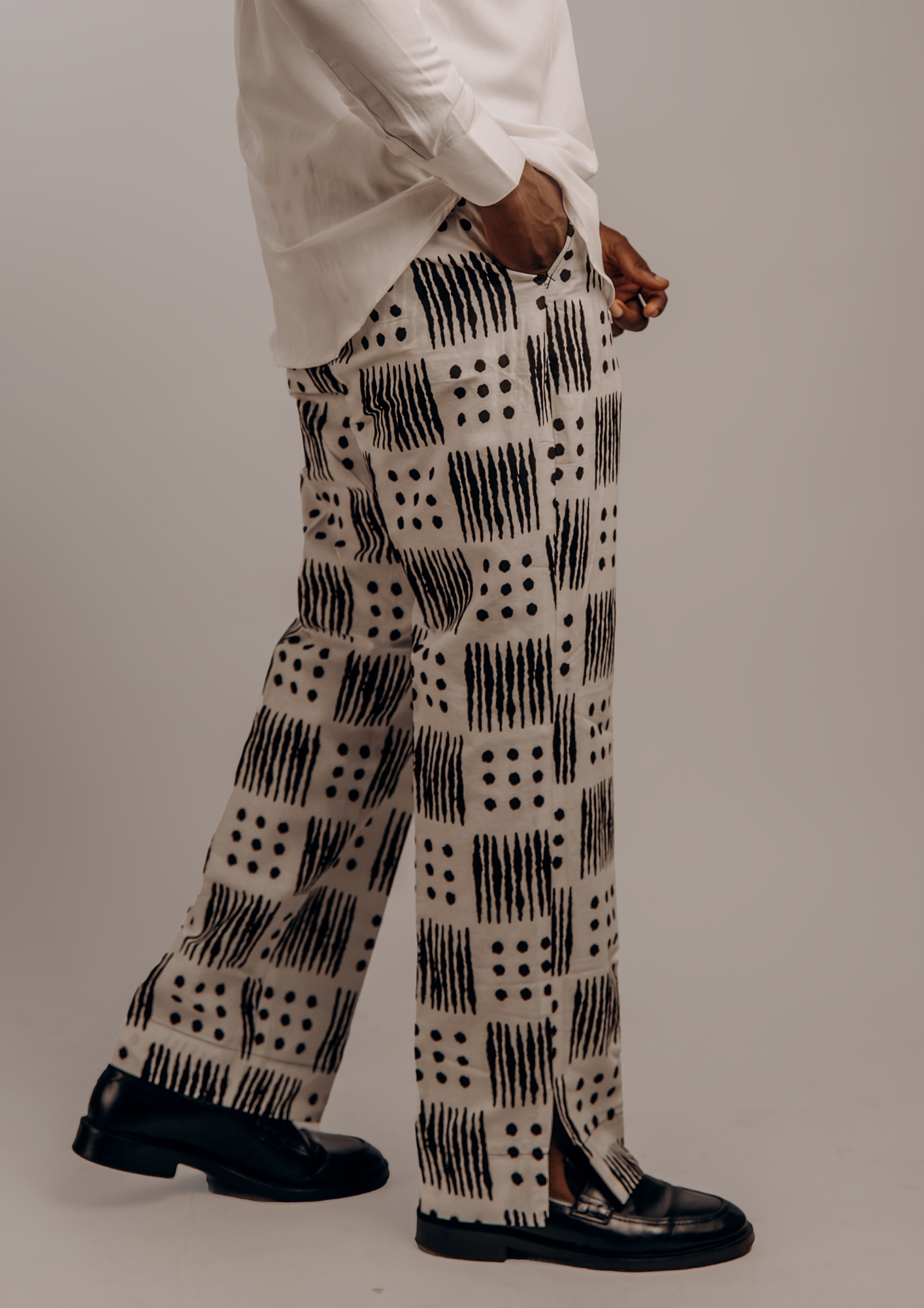 African Prints in Black & White Geometric: Free Pant
