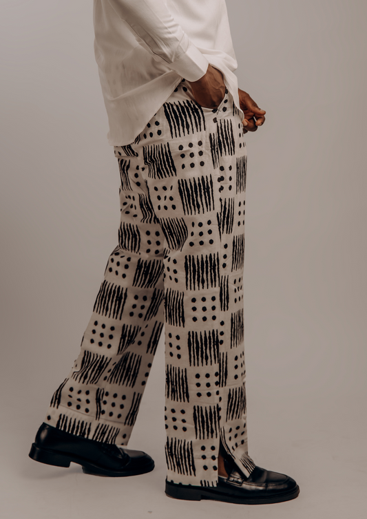African Prints in Black & White Geometric: Free Pant