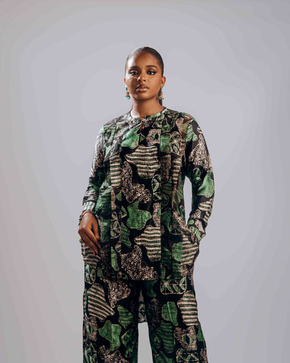 Nuru Chiffon-Silk Set (Green)