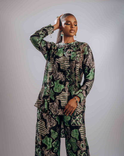 Nuru Chiffon-Silk Set (Green)