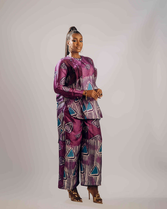 Nuru Chiffon-Silk Set (Purple)