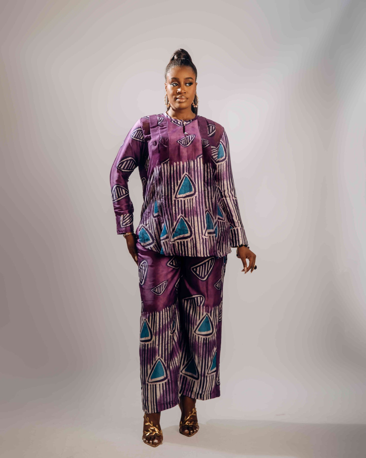 Nuru Chiffon-Silk Set (Purple)