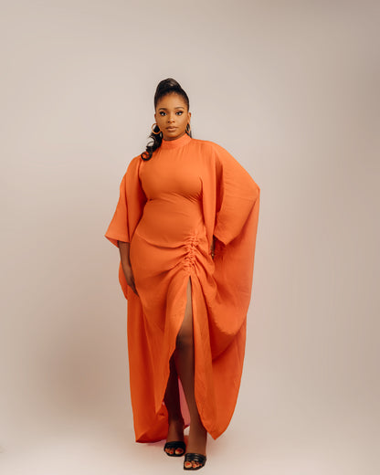 Lami Dress with drawstring details: Orange
