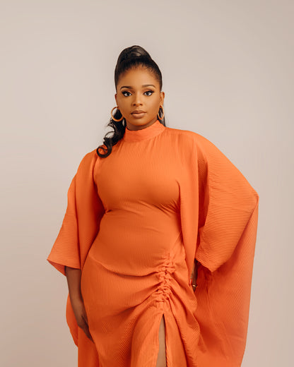 Lami Dress with drawstring details: Orange