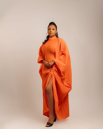 Lami Dress with drawstring details: Orange