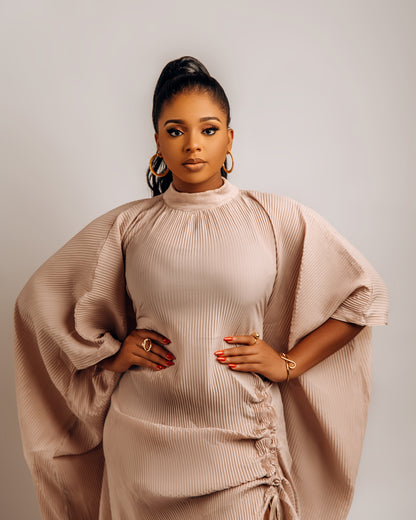 Lami Dress with drawstring details: Beige