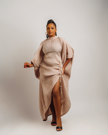 Lami Dress with drawstring details: Beige