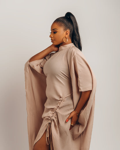 Lami Dress with drawstring details: Beige