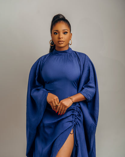 Lami Dress with drawstring details: Blue