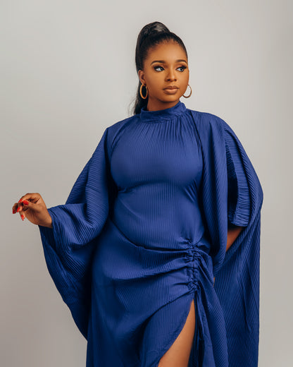 Lami Dress with drawstring details: Blue