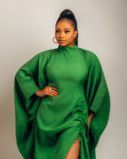 Lami Dress with drawstring details: Leaf Green