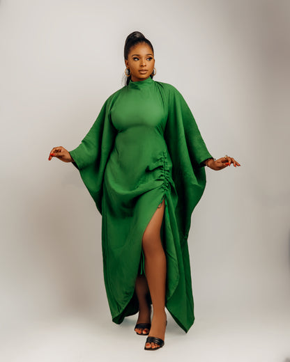 Lami Dress with drawstring details: Leaf Green