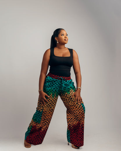 Madiba High-Waist Combat Pant ( Multicolored Wine, Green, Peach)