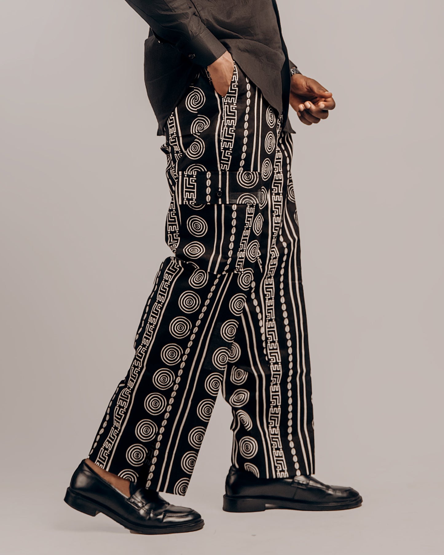 African Prints in Black and White Geometric: Free Pant