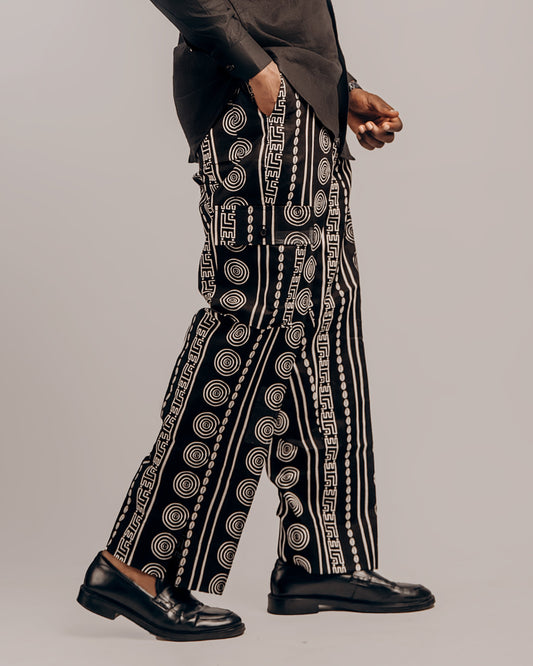 African Prints in Black and White Geometric: Free Pant