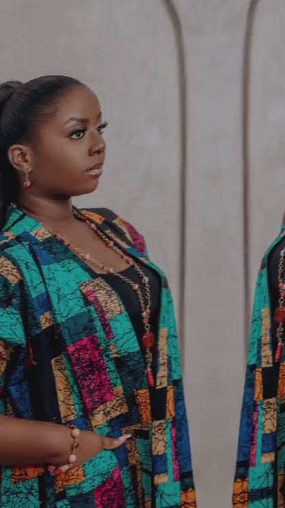 Multicoloured Open Front Kimono with Iridescent Gemstones