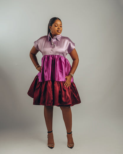 Dinma Dress (Purple Lliac & Magenta)