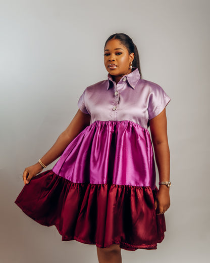 Dinma Dress (Purple Lliac & Magenta)