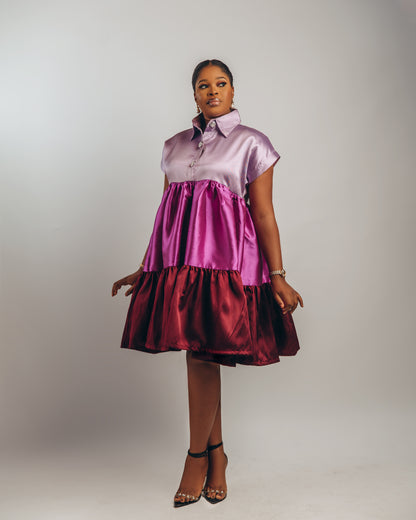 Dinma Dress (Purple Lliac & Magenta)