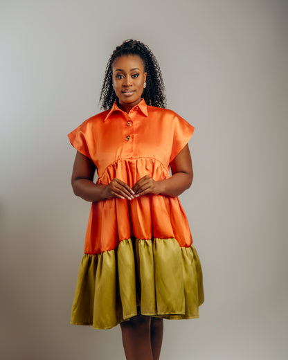 Dinma Dress (Orange & Yellow Gold)